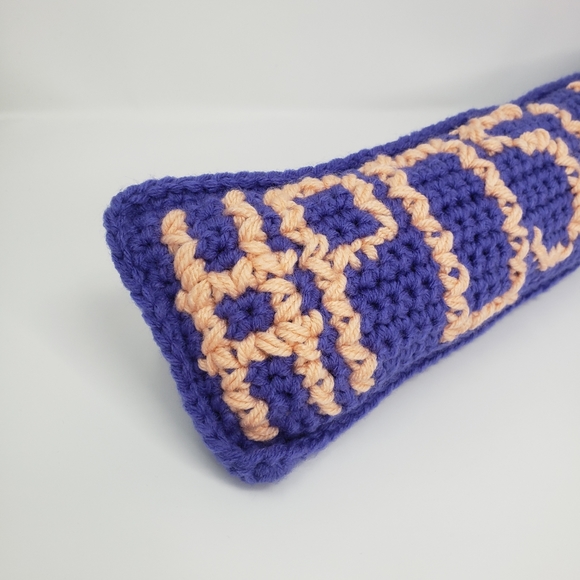 Posh Babe Micro Pillow Embroidered Purple Crochet Handmade Home Decor Peach - Picture 3 of 9